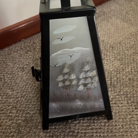 Artisan Hand painted glass and metal lighthouse candle holder lantern decor - Picture 5 of 14